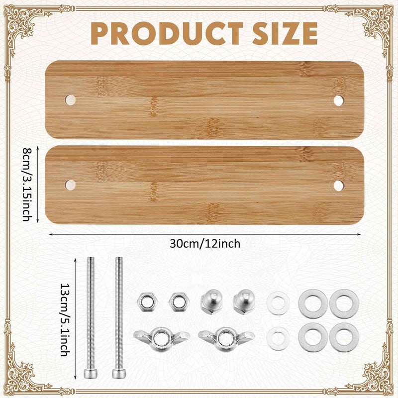 DoubleFill 1 Set Wooden and Bamboo Book Press Book Binding Tool Portable Book Binding Kits Bookbinding Supplies Book Press Bookbinding for DIY Book (12 Inch) - Image 2